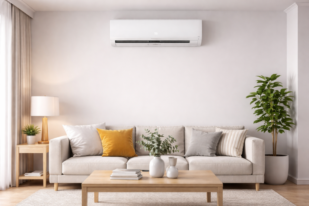ar-condicionado split instalado em sala de estar