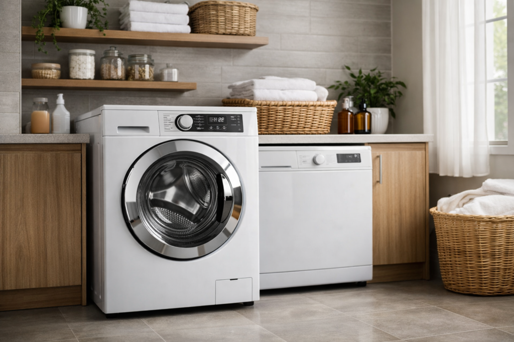 Lavanderia com máquina de lavar roupas
