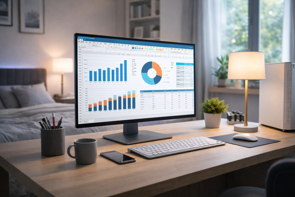 Monitor em uso em ambiente de home office